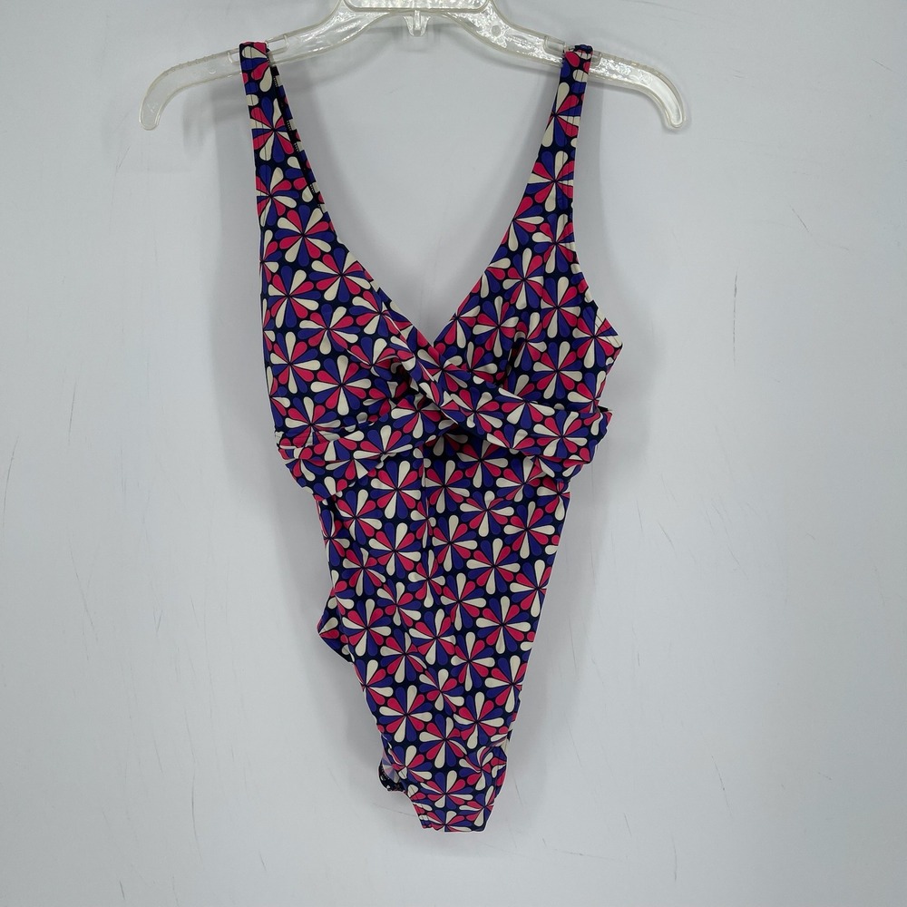Boden Womens Multicolor Retro Floral V-Neck Sleeveless One Piece Swimsuit Size 8